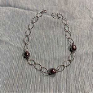 Black pearls 925 silver necklace